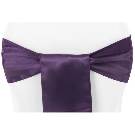 Standard Satin Chair Sash - Eggplant/Plum