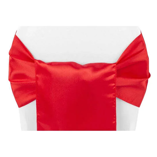 Wide Satin Chair Sash - Red