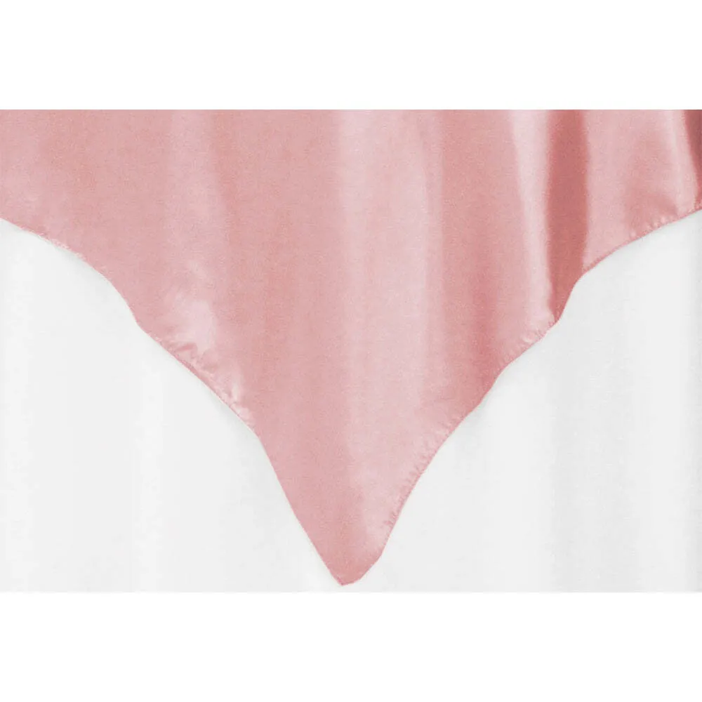 Square 54" Satin Table Overlay - Dusty Rose/Mauve