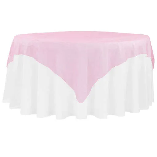 Organza 72" Square Table Overlay - Pink