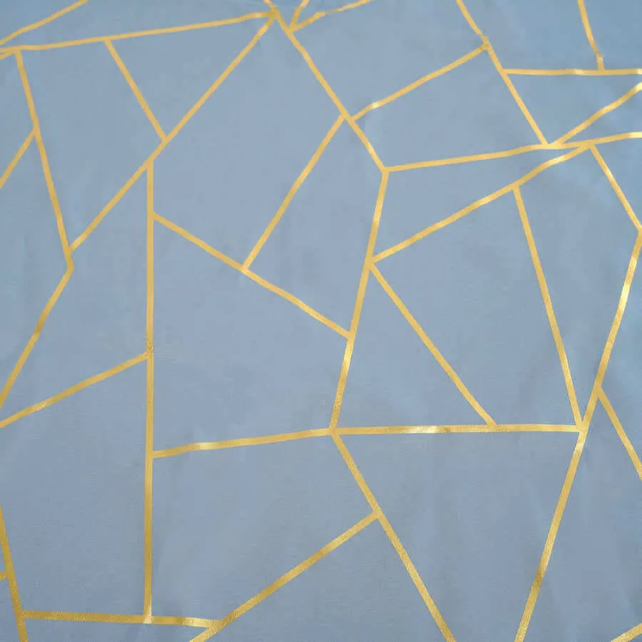 120" GOLD FOIL DUSTY BLUE Round Linen