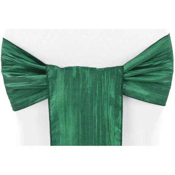 Accordion Crinkle Taffeta Chair Sash - Emerald Green
