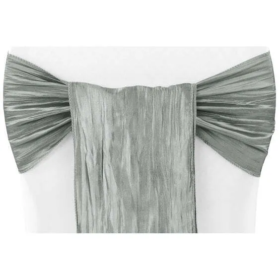 Accordion Crinkle Taffeta Chair Sash - Gray/Silver