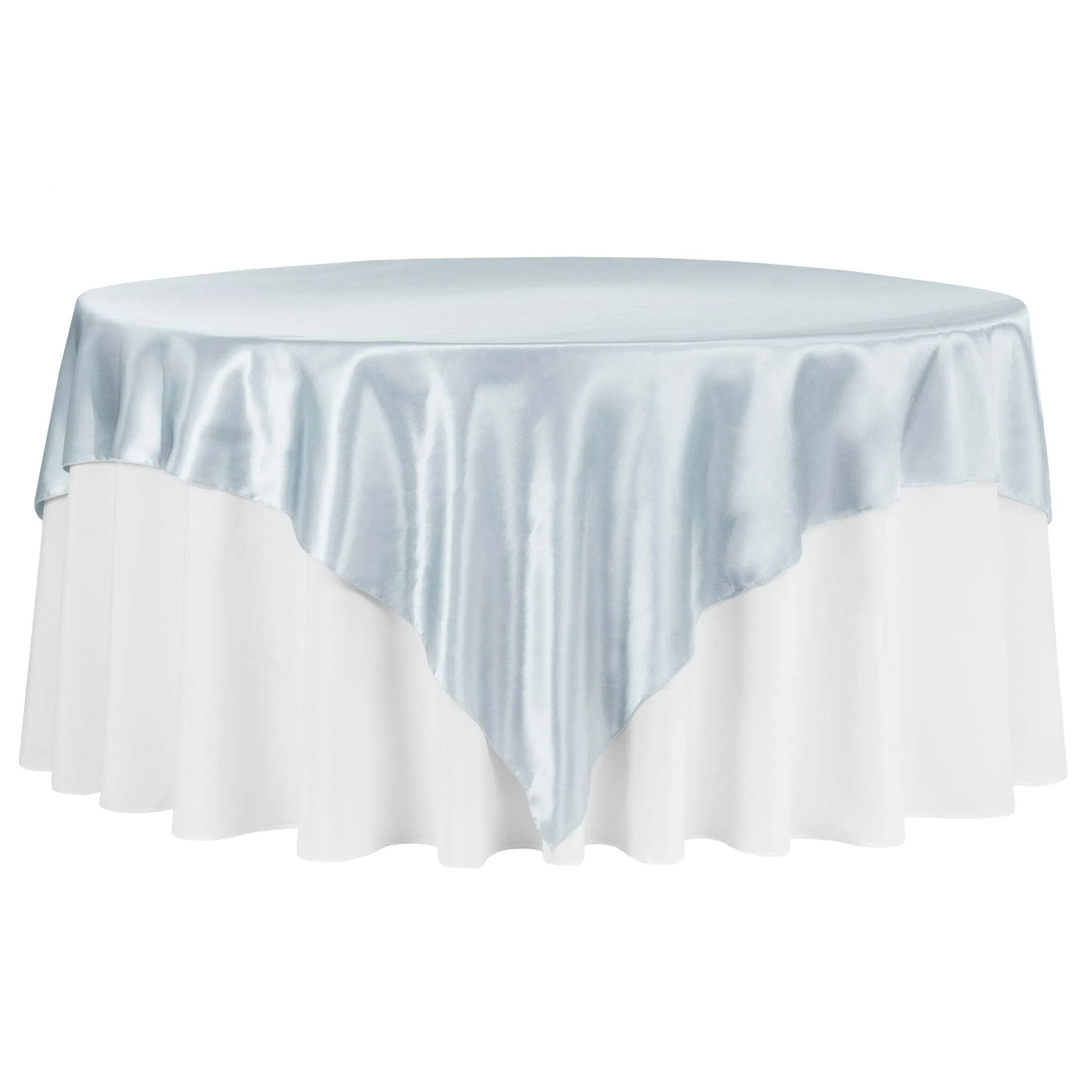 Square 90"x90" Satin Table Overlay - Dusty Blue