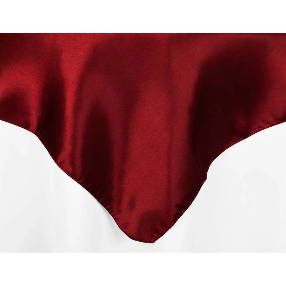 Square 54" Satin Table Overlay - Burgundy