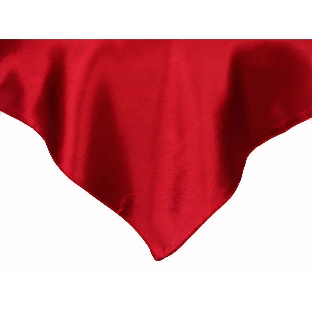 Square 54" Satin Table Overlay - Apple Red