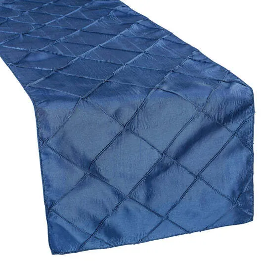 Pintuck Table Runner - Navy Blue