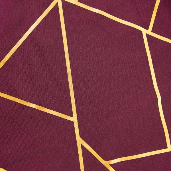 8' GOLD FOIL BURGUNDY Rectangular Linen