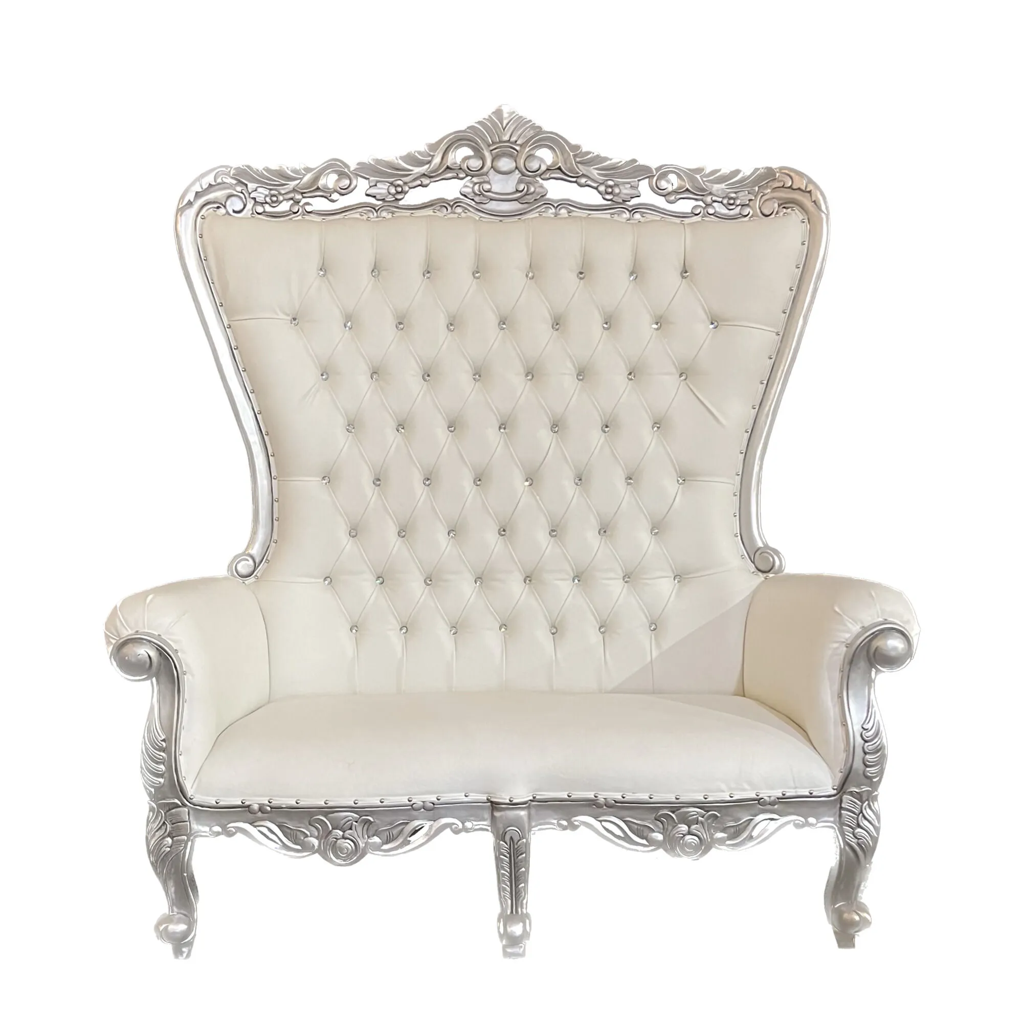 White & Silver Double Throne Chair Rentals