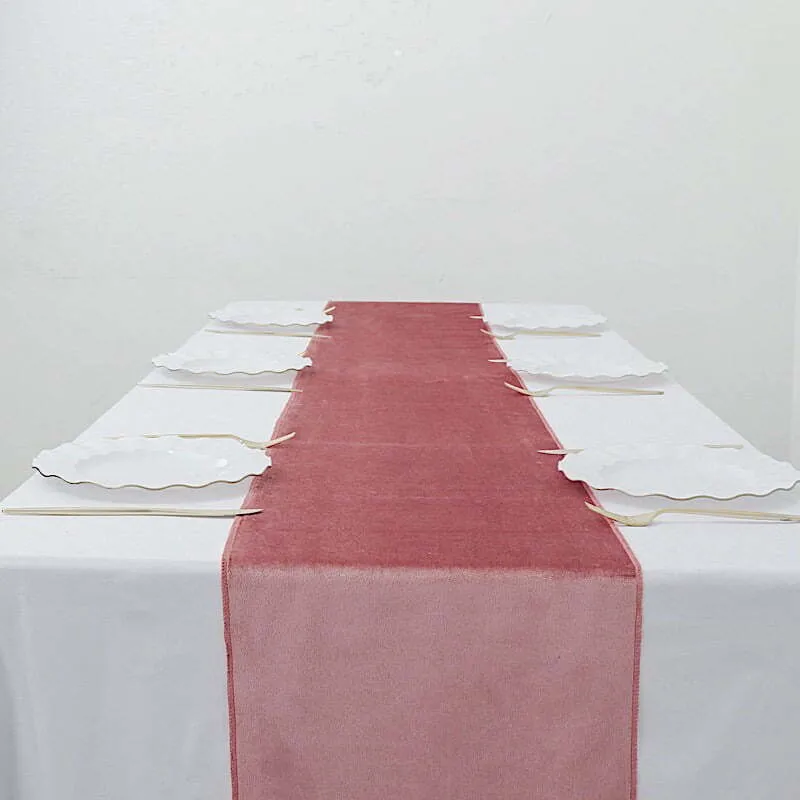 Miss High Tea Dusty pink velvet table runner - 250 x 40