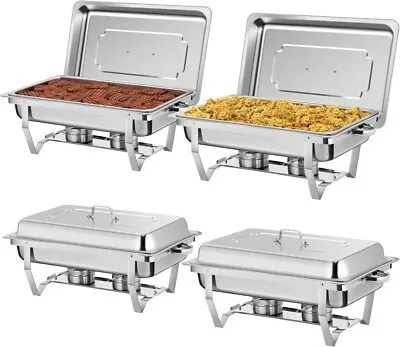 Silver Chafing Dish Steel Bain Marie Food Warmer 9L