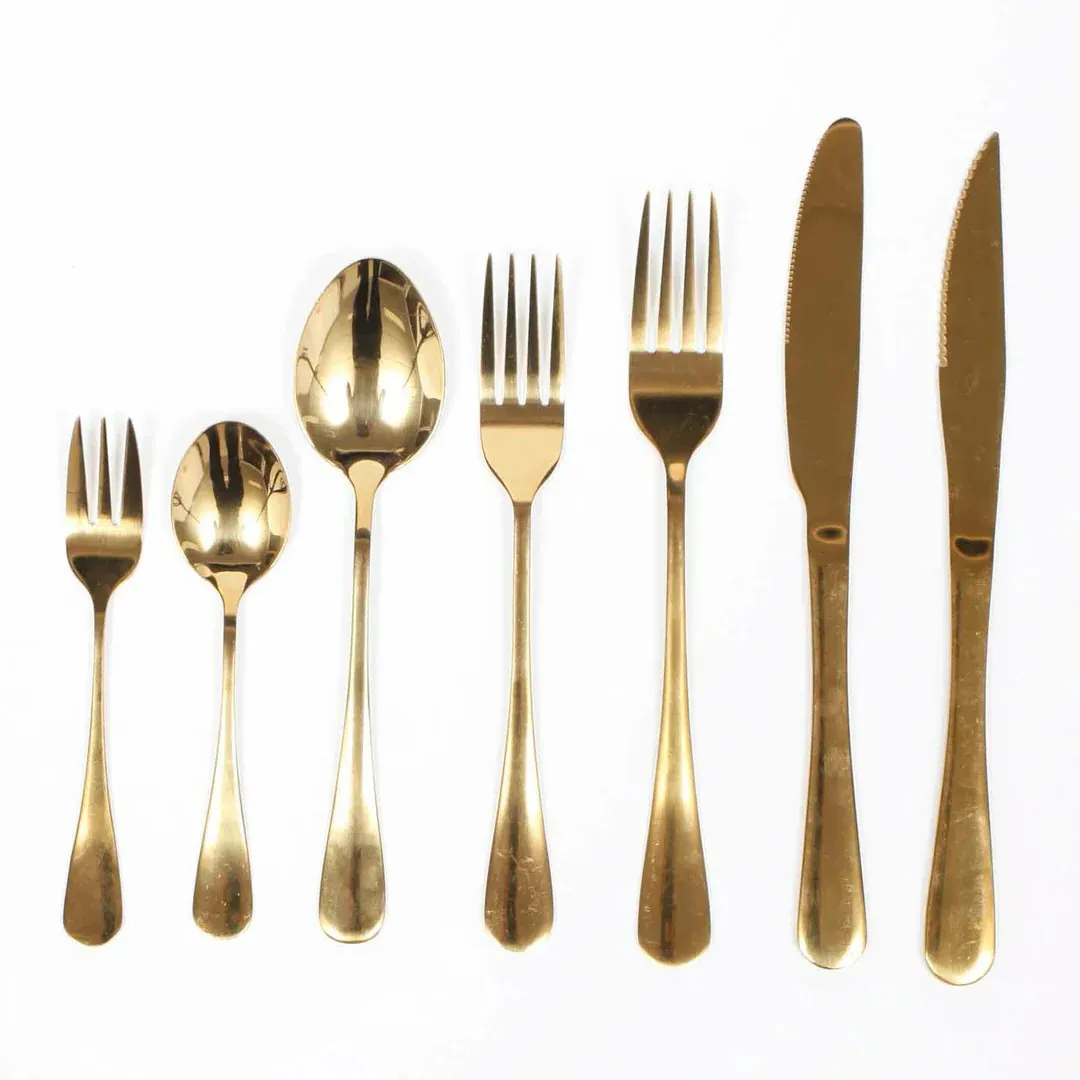 Goldie 7 Piece Cutlery Set - satin gold finish.