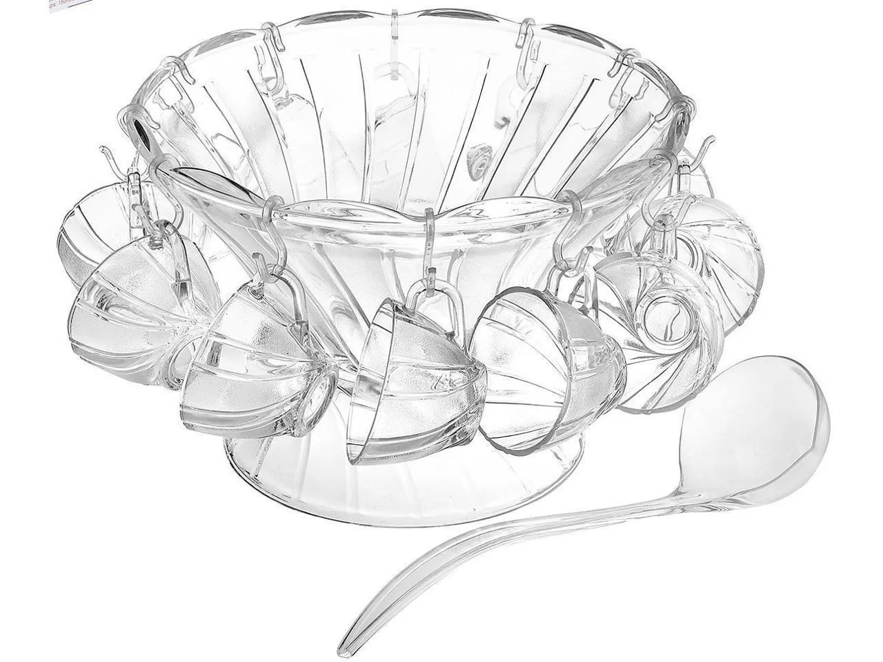 Crystal cut punch bowl - including 12 glasses
