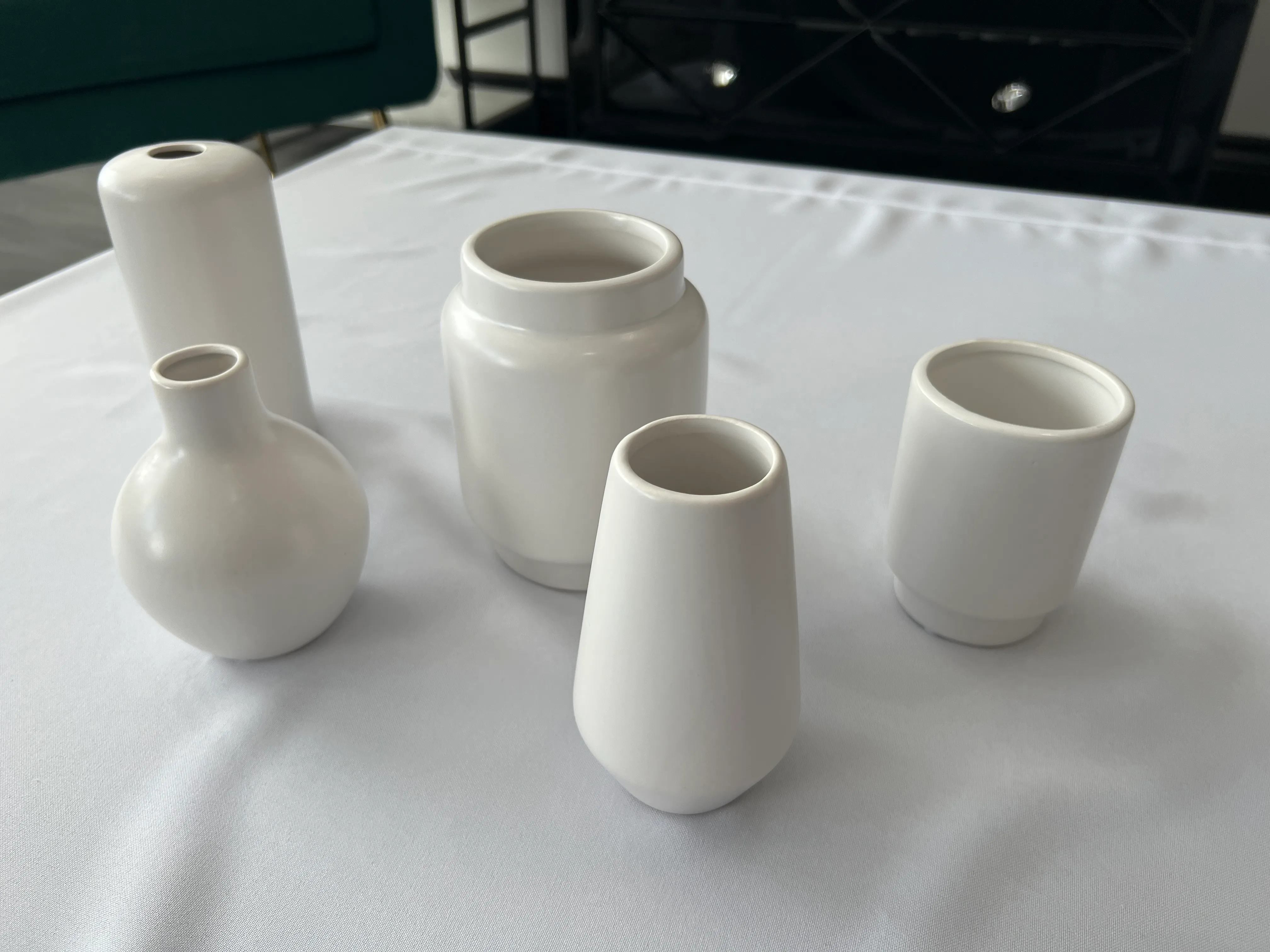 White Ceramic Smooth Assorted Vases