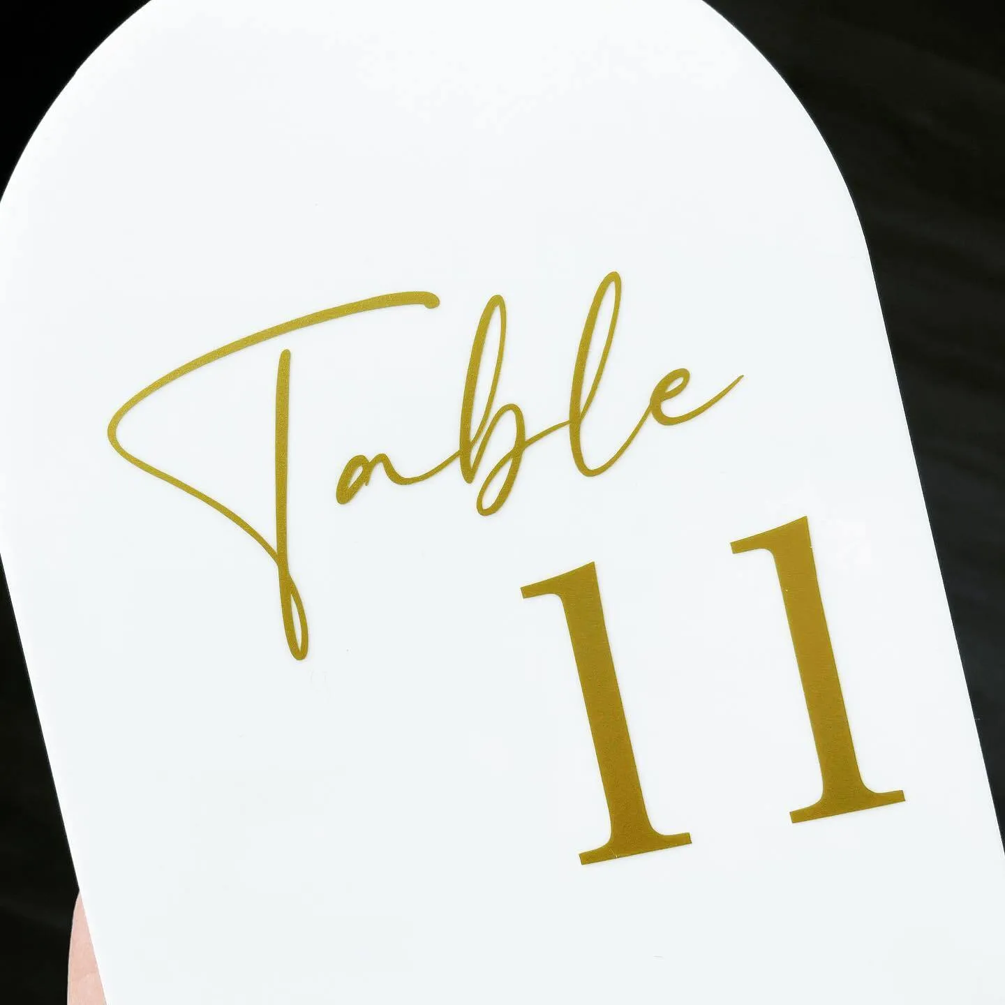 White and Gold Table Number