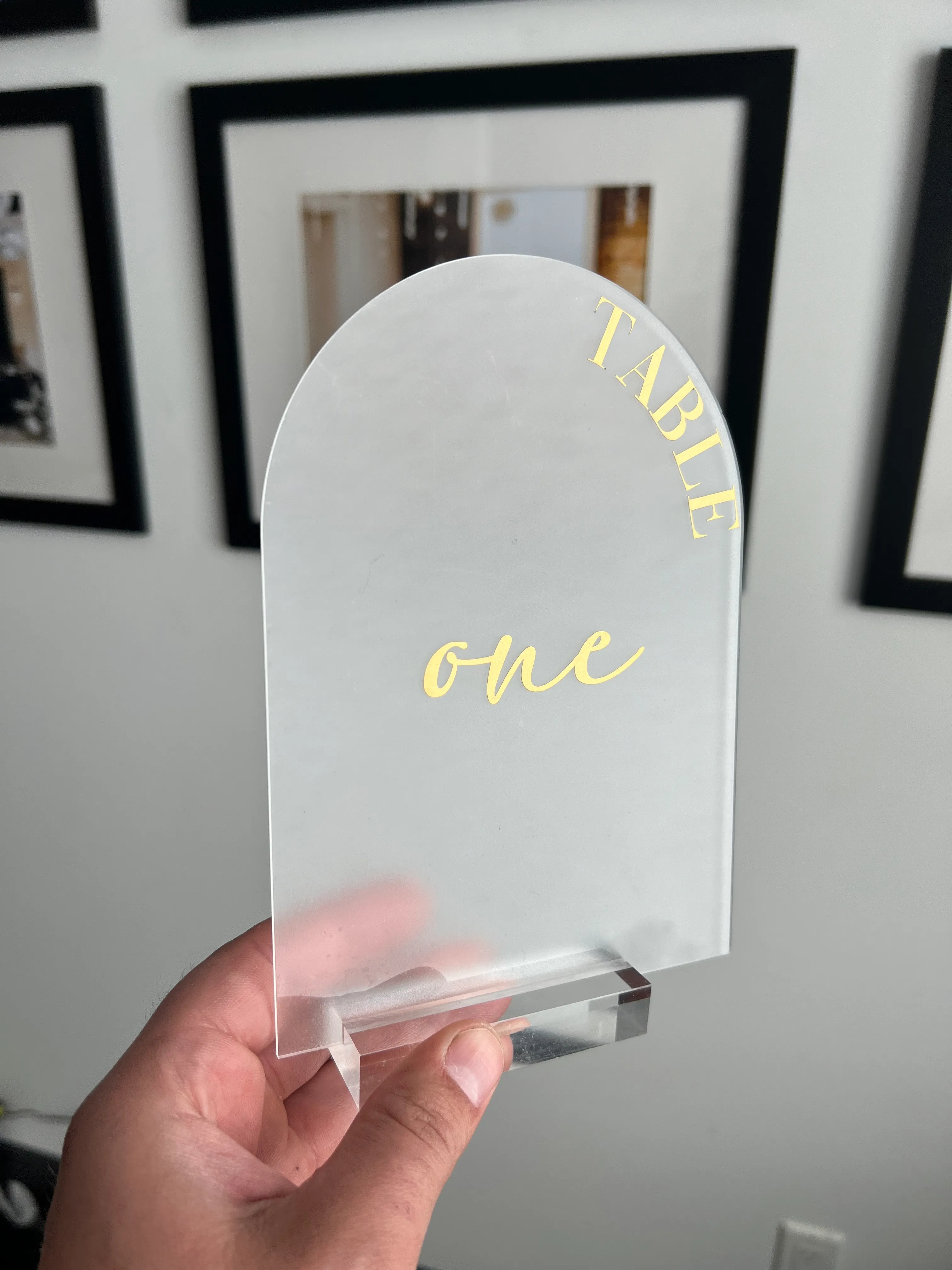 Clear Acrylic and Gold Table Number