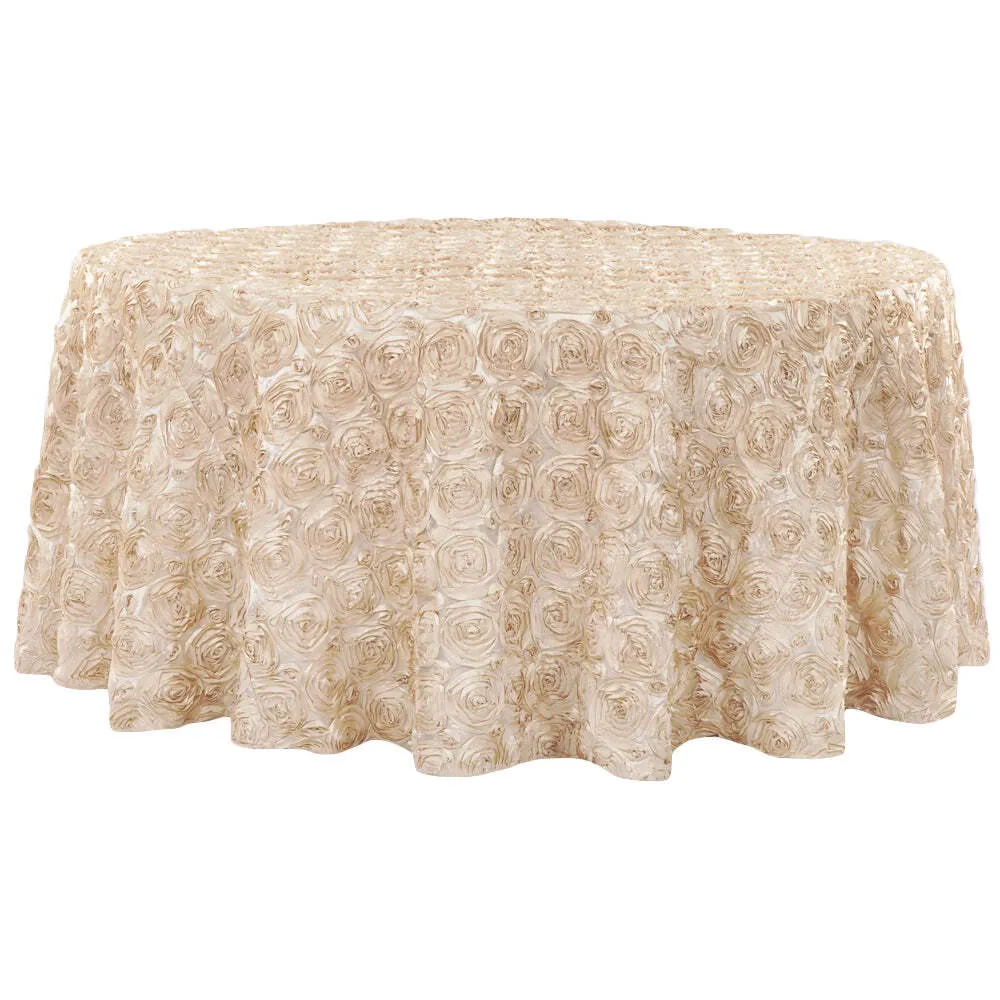 Large Round Rosette Table Cover (120, Champagne)