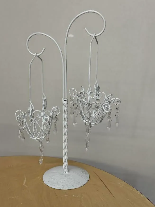 Candle Stand with Two Wire hanging Baskets (17 inches tall)