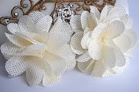 Burlap Ivory Flowers (3 1/2 inches)