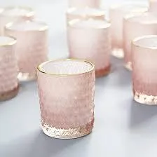 Pink Tealight/Votive Holder embossed with gold