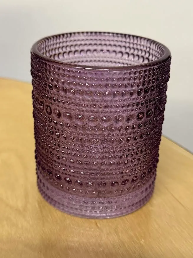 Purple Glass Candle Holder (3 1/2 x 3  inches)