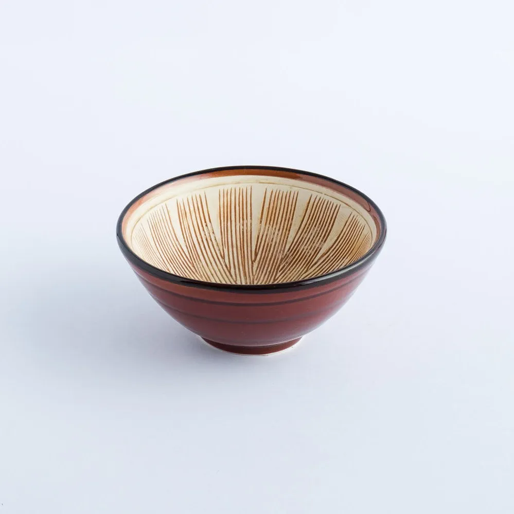 BW20-0114 - White Red Ceramic Bowl - 4.75" 2" (DH)