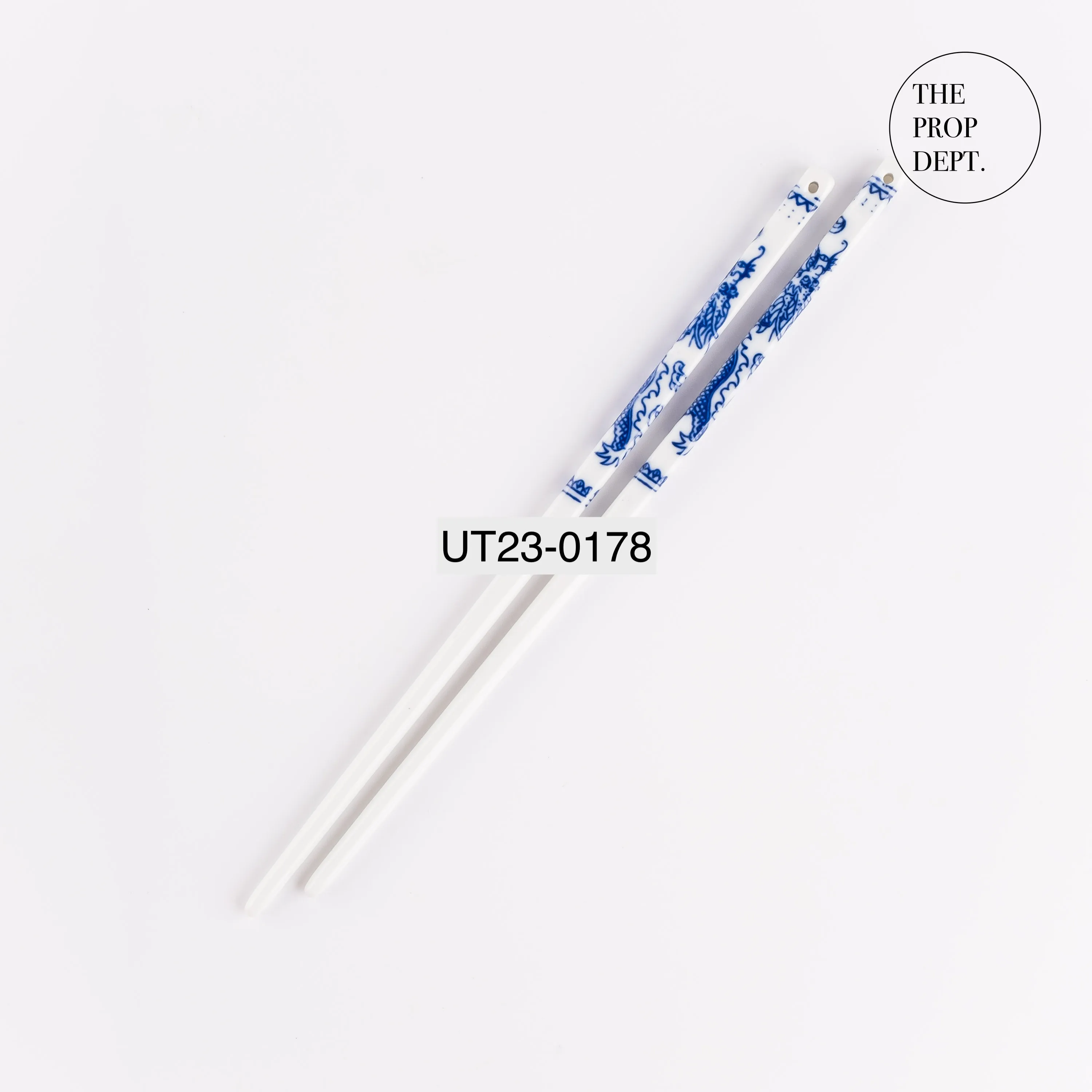 UT23-0178 - White Blue Ceramic Chopsticks - 9" (L)