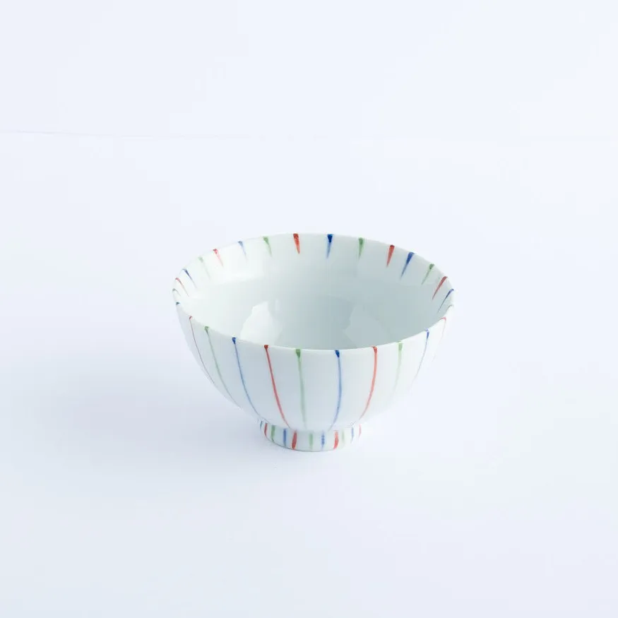 BW20-0057 - White Blue Ceramic Bowl - 4.5" 2.5" (DH)
