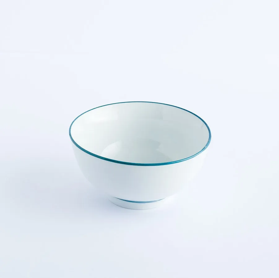 BW20-0046 - White Blue Ceramic Bowl - 5" 2.5" (DH)