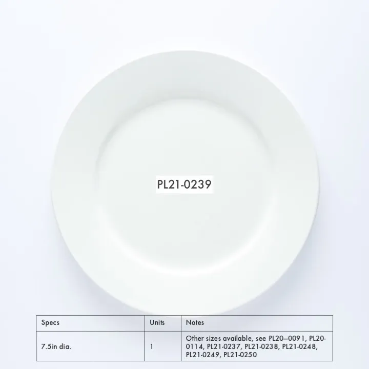 PL21-0239 - White Ceramic Plate - 7.5" (D)