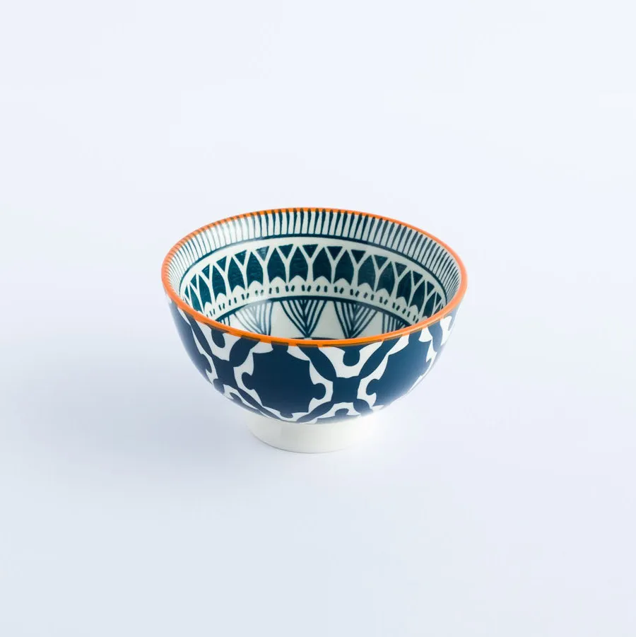 BW20-0055 - Blue White Ceramic Bowl - 4.5" 2.5" (DH)