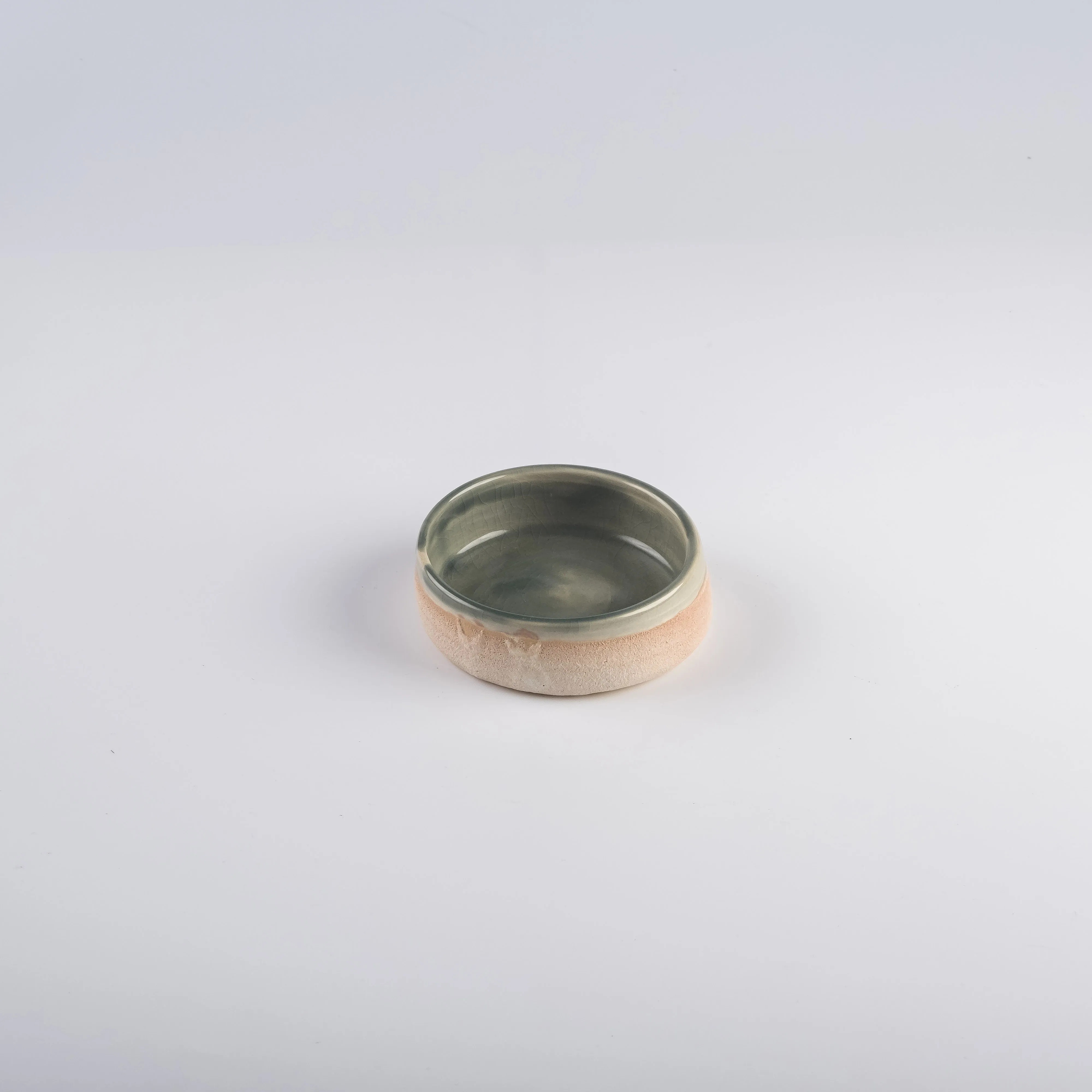 ST21-0060 - Green Pink Stoneware Bowl - 2.5" 2.5" (DH)