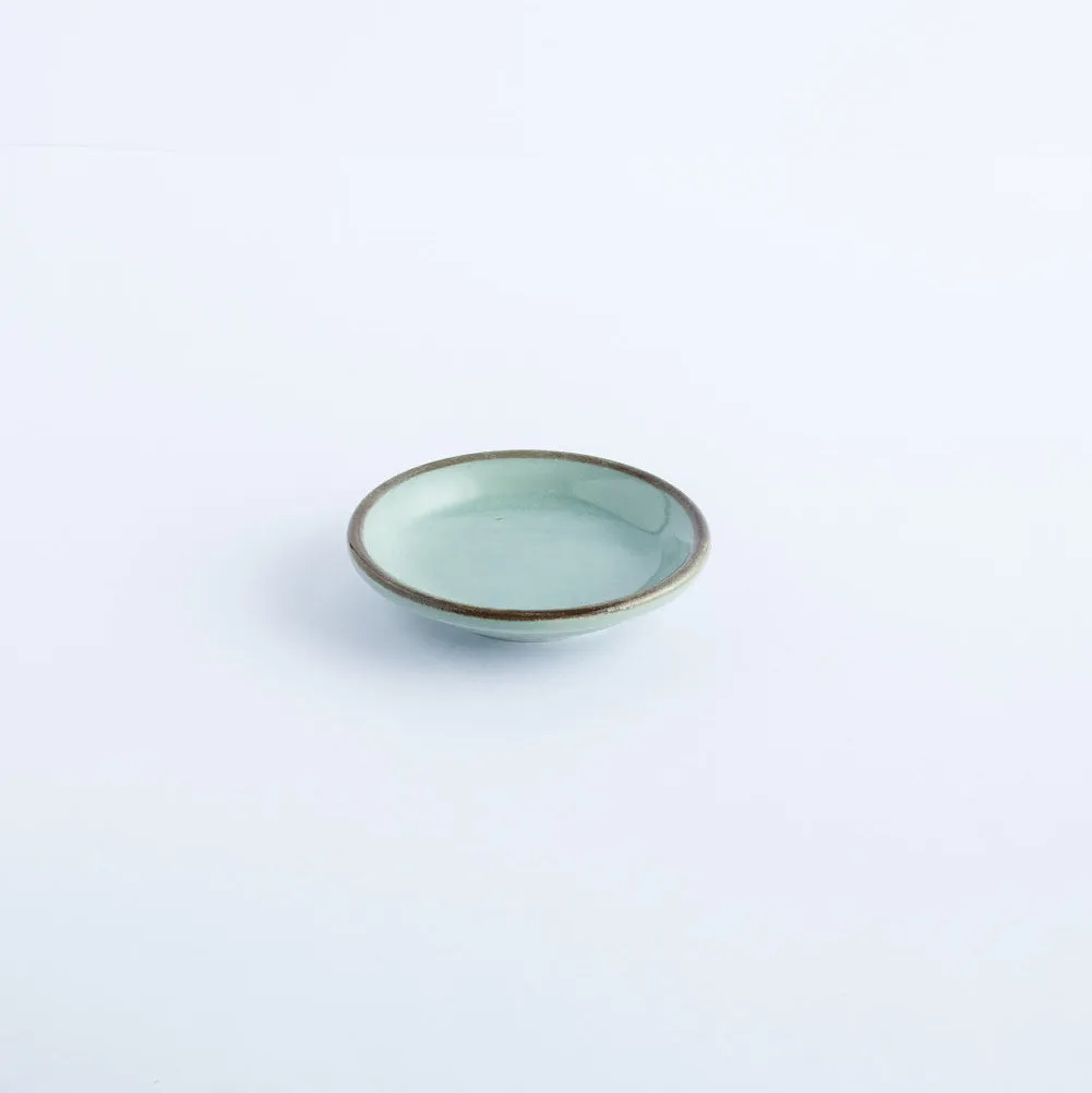 BW20-0231 - Blue Brown Ceramic Soy Dish - 3.75" 0.75" (DH)