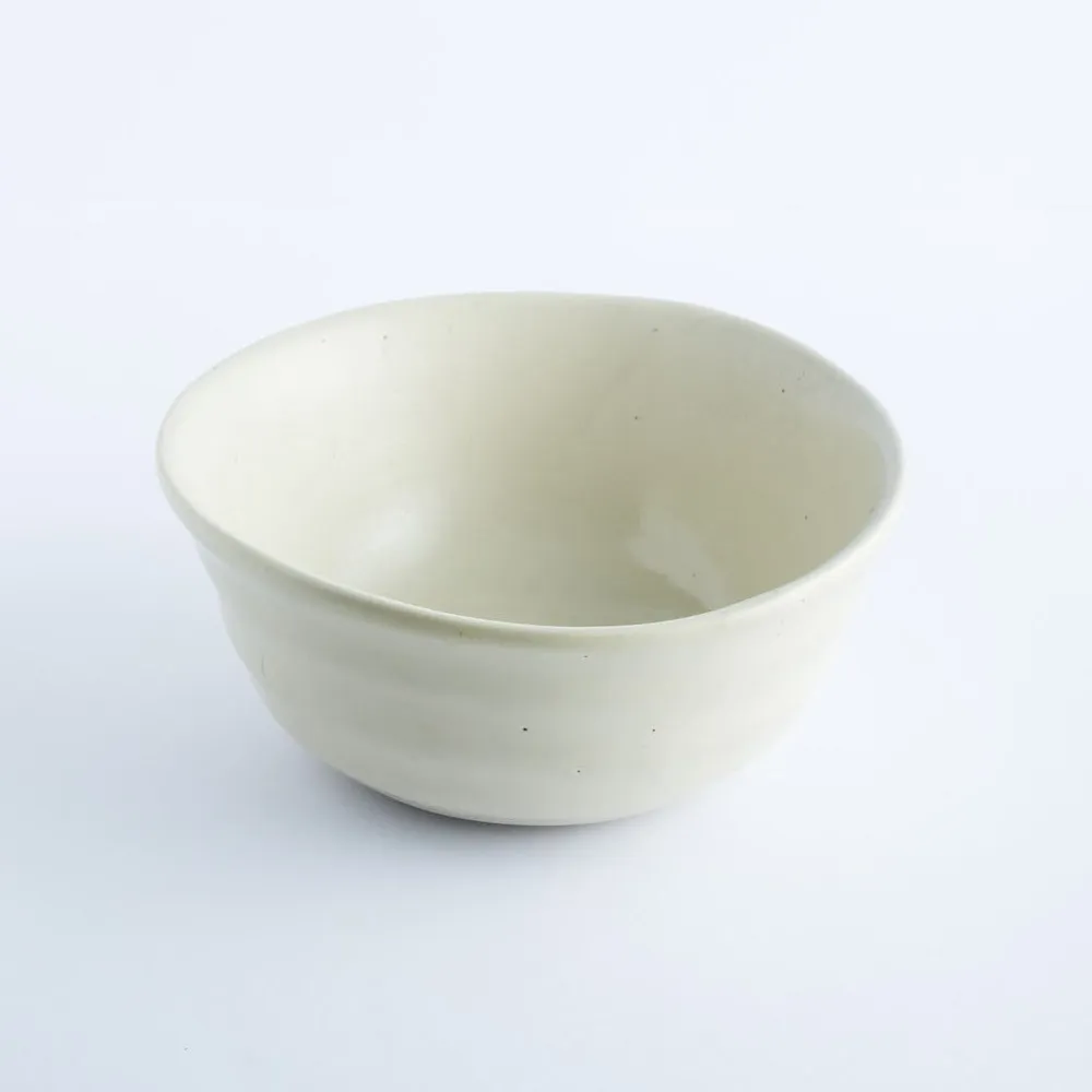 ST20-0019 - White Stoneware Bowl - 7.5" 3.25" (DH)
