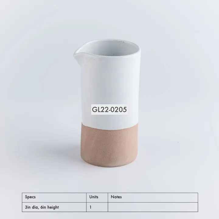 GL22-0205 - White Beige Ceramic Sauce Container - 3" 6" (DH)