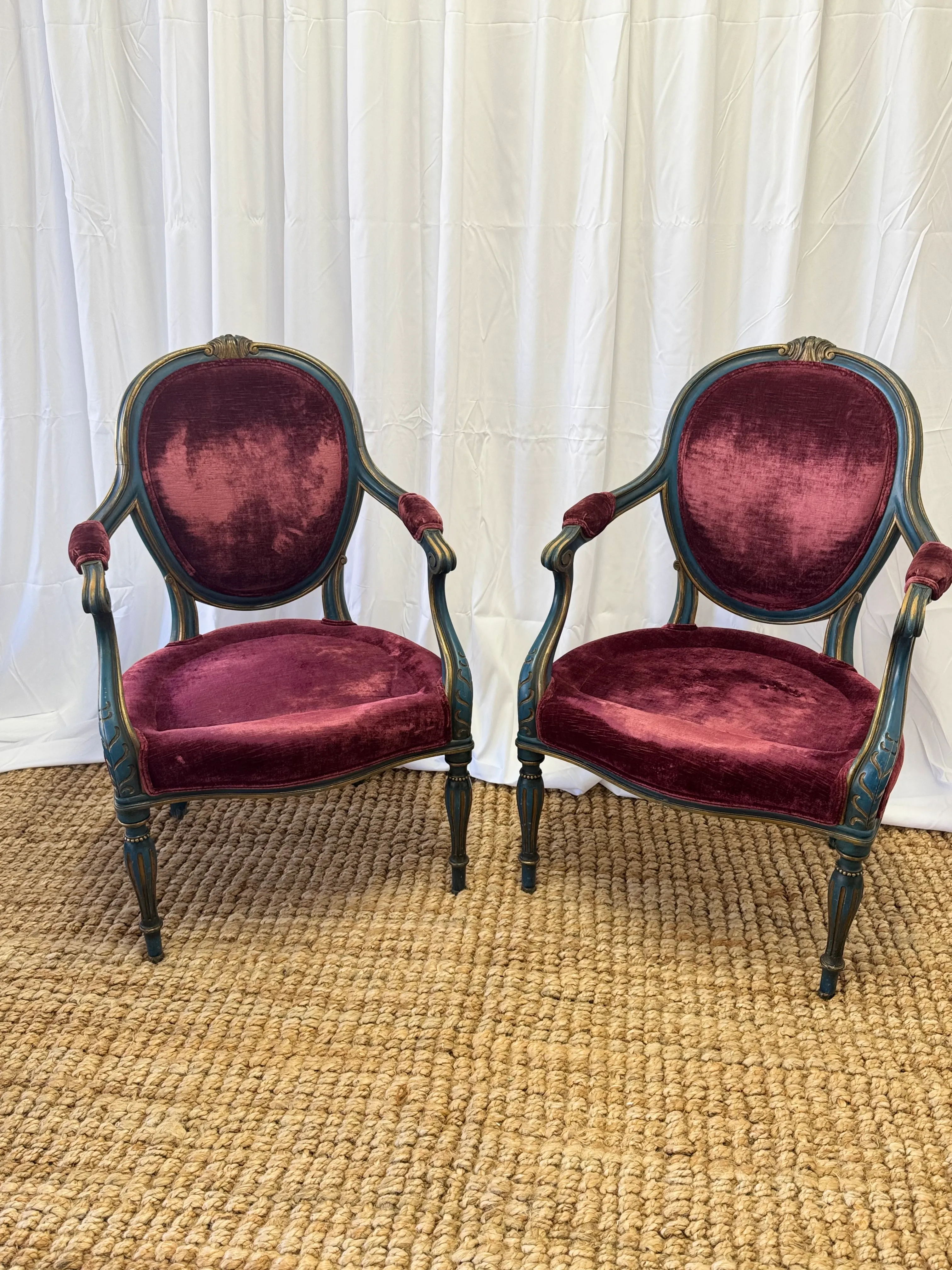 Antique Blue/Burgundy Chair
