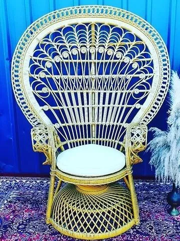 Wicker Peacock Chair, Large Gold | Little Miss Vintage