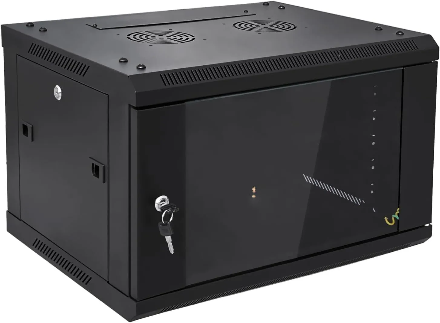  6U Wall Mount Server Cabinet Network Rack Enclosure Locking Glass Door