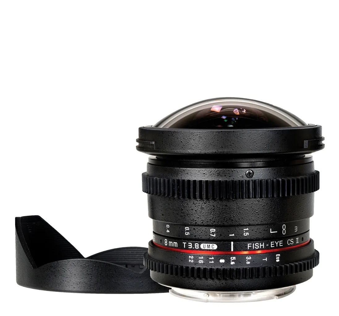 Lente Rokinon 8mm T3.8 CINE FISHEYE w/HOOD f/CANON