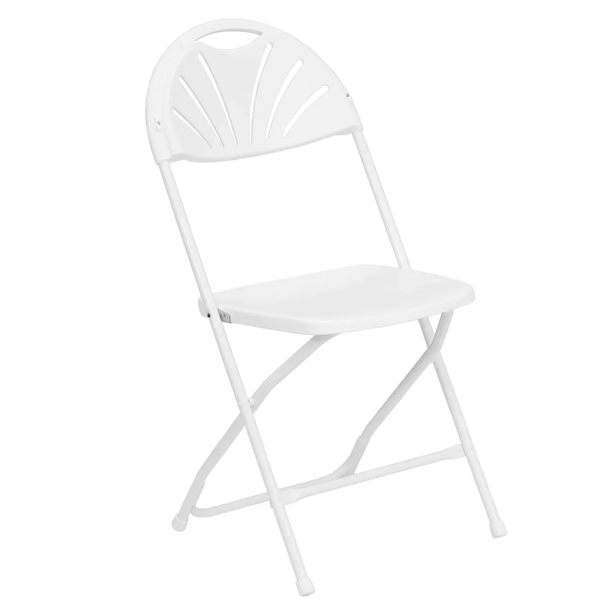 White Fan Back Folding Chair