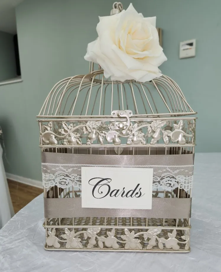 Large metal bird cage gift card holder 22" x 10" x 8"
