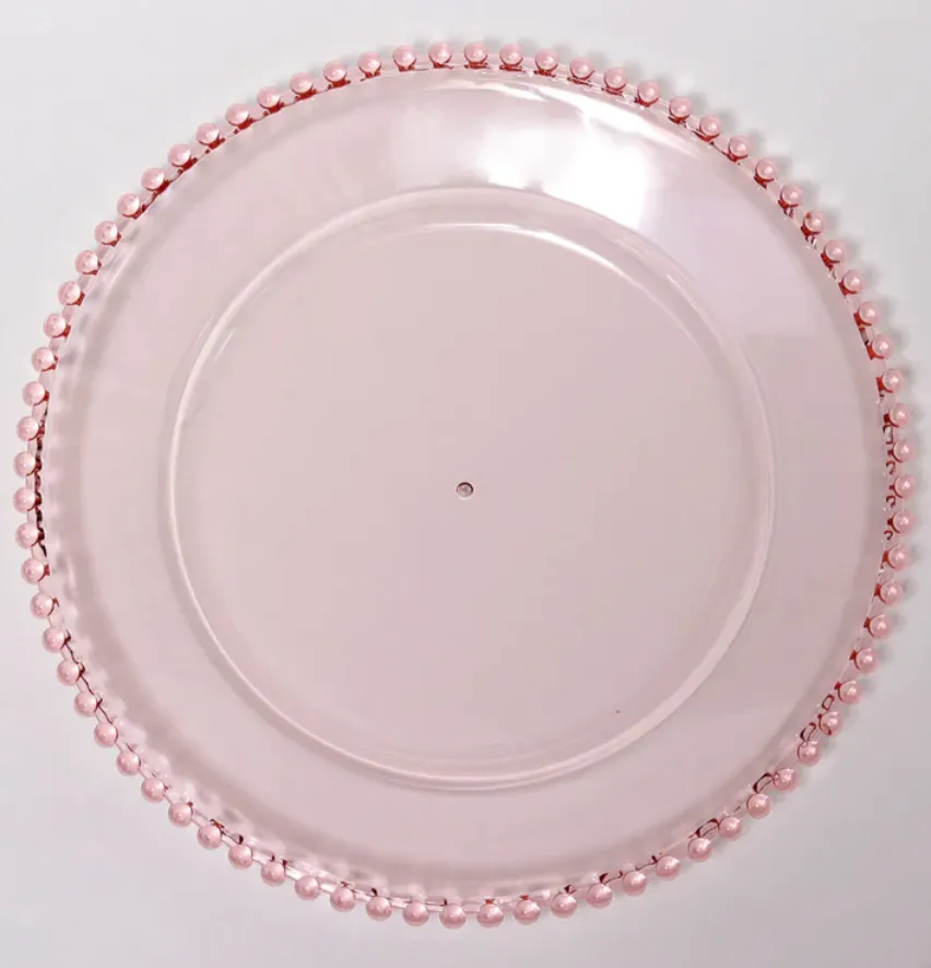 Transparent Blush Beaded Rim Acrylic Charger Plates