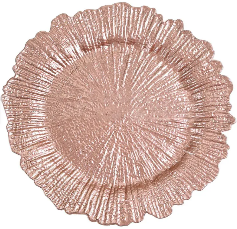 Rose Gold Round Reef Acrylic Charger