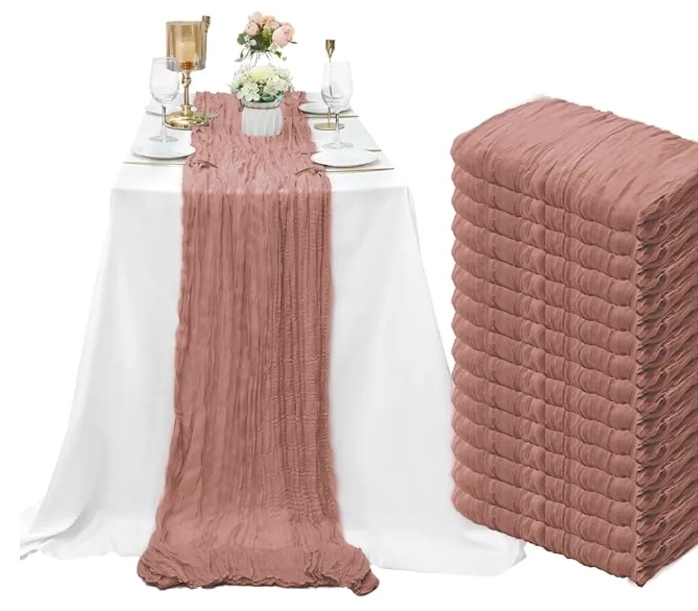 Dusty Blush Cheesecloth Table Runner