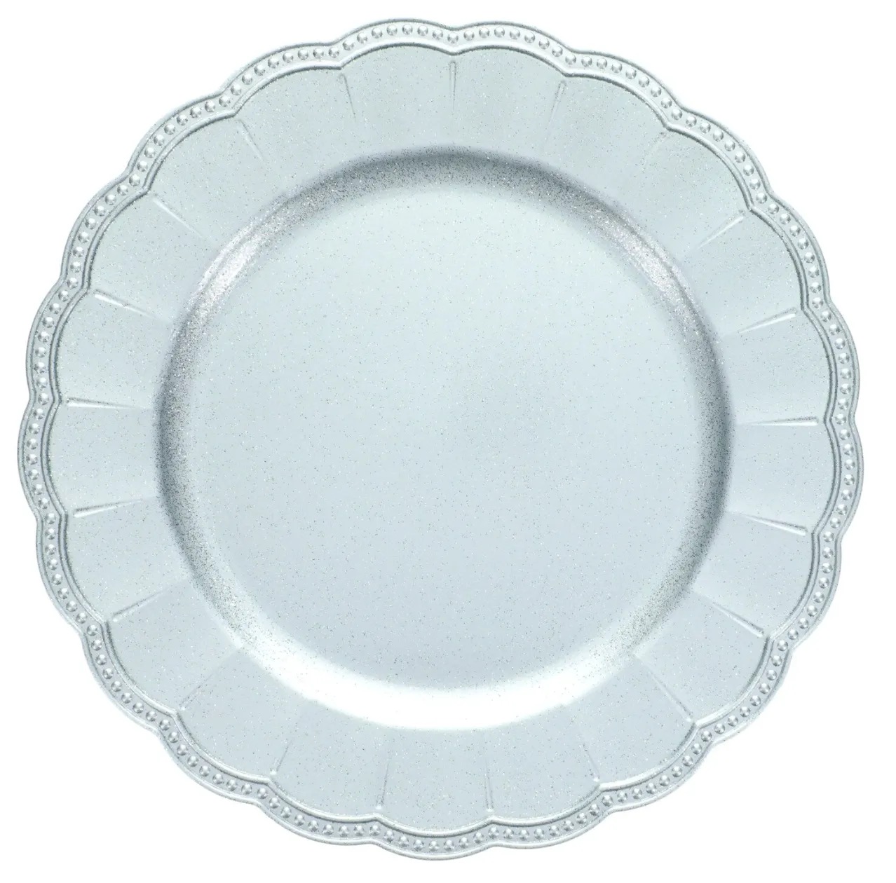 Fluted Silver Glitter Charger