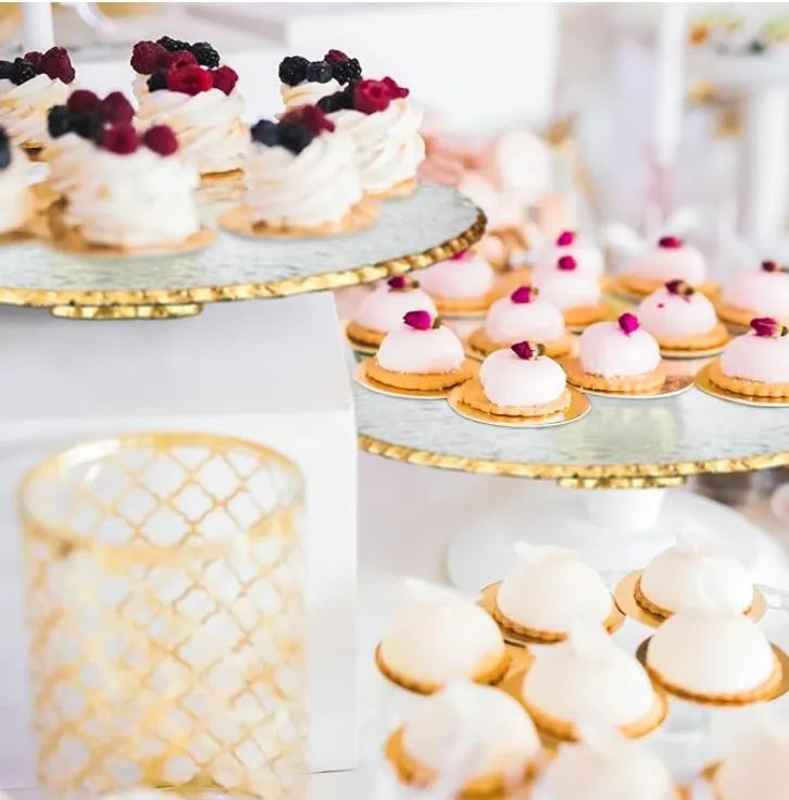 Gold Rim Glass Cake Stand