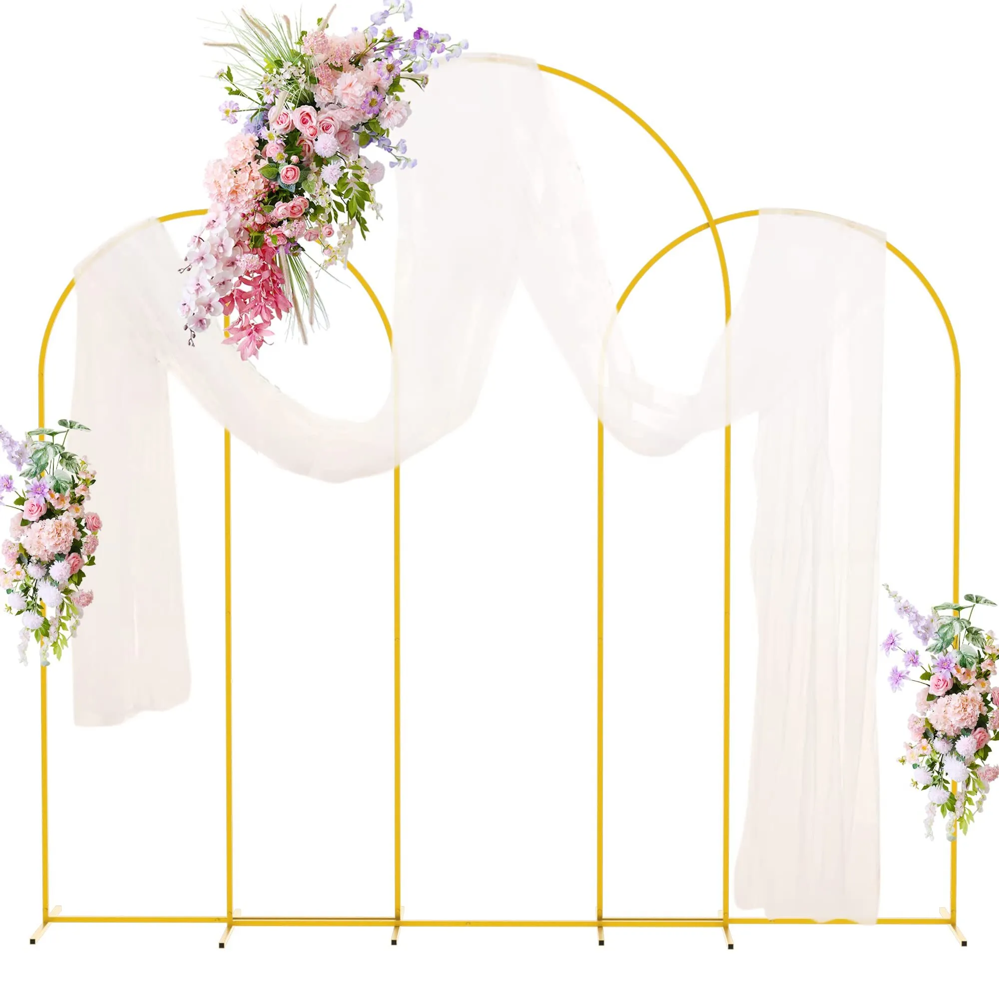 3 Sets Gold Metal Arch Backdrop Stand 5.9ft/4.9ft/3.9ft