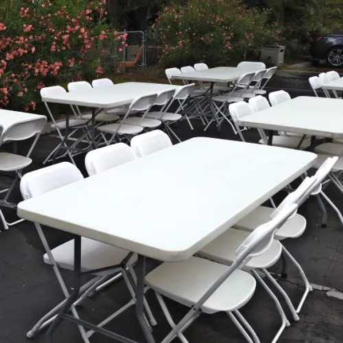 (Six tables, 36 black chairs) You-Pick-Up Party 