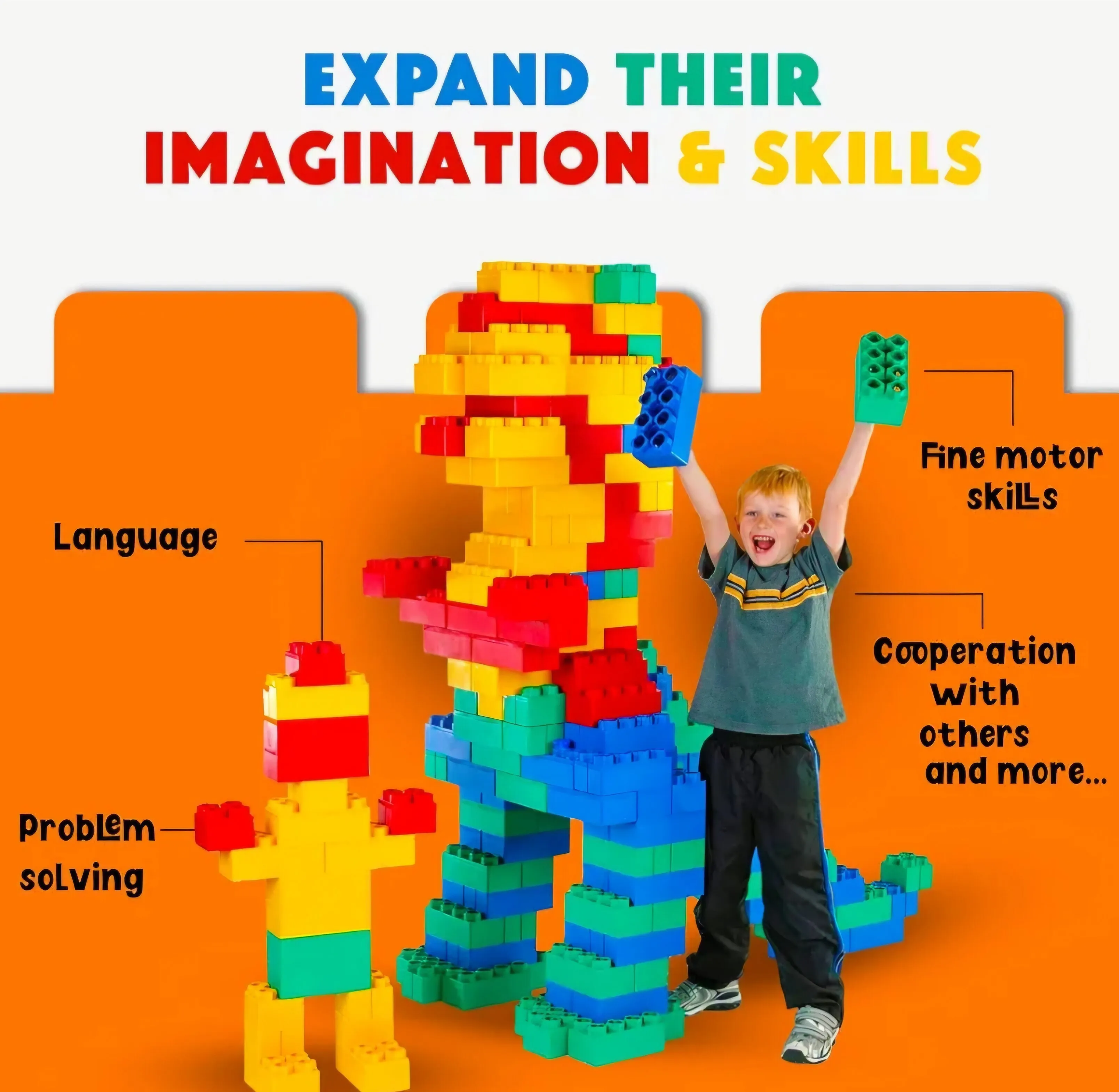 Giant Lego Building Blocks (200 mixed blocks, Rent multiples for bigger parties)