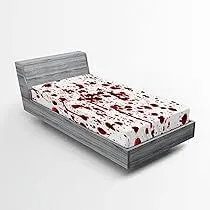 Fitted Sheet & Pillow Sham Set Splashes of Blood Grunge Style Bloodstain Horror Scary Zombie Halloween Themed Print Decorative Printed 2 Piece Bedding Decor 